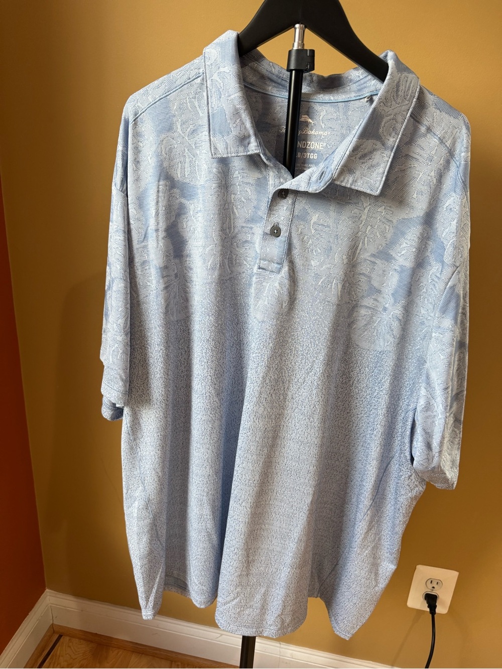 Tommy Bahama Pale Blue Floral-Textured Polo
